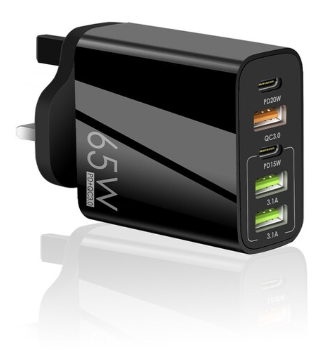 شاحن موبايل اسود Olaf 65W USB Charger Fast Charge black Adapter