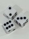 Dice measuring 1.5 cubic centimeters