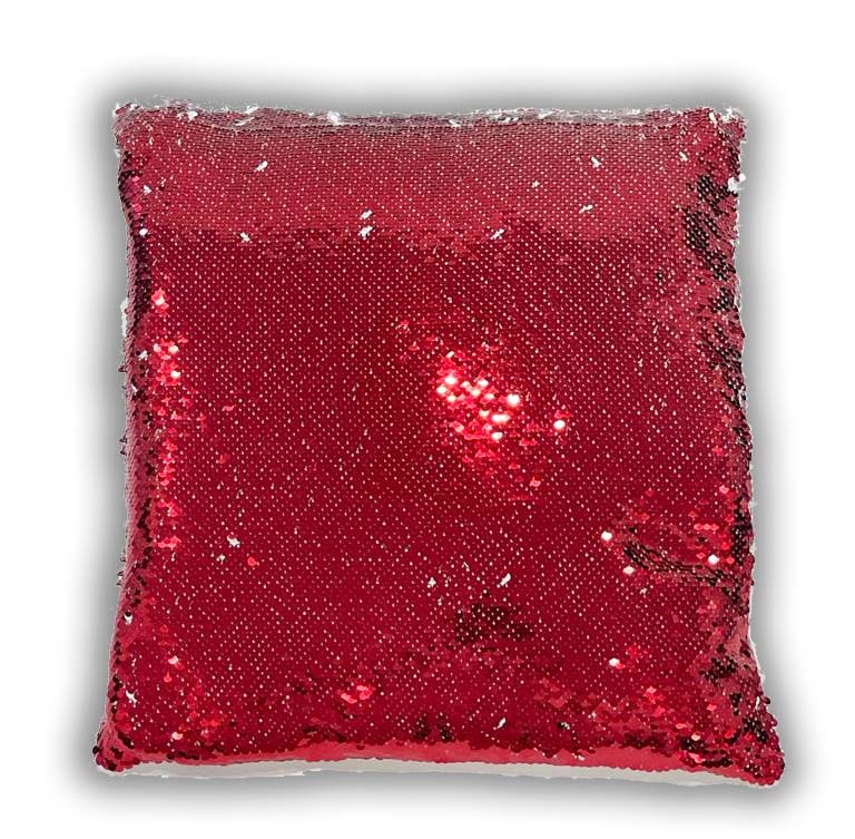 Sequin pillow... red square... printed on it as desired