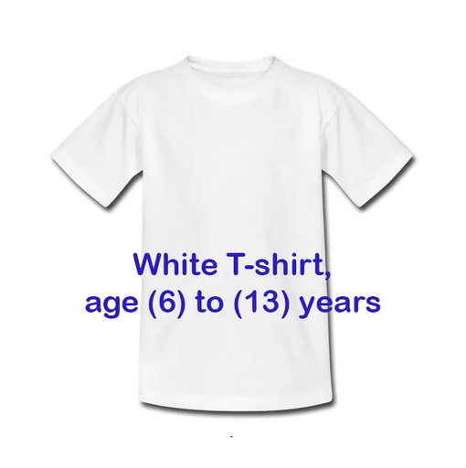 White T-shirt, age (6) to (13) years