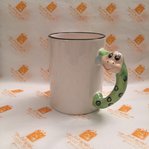 Ceramic mug with snake-shaped handle