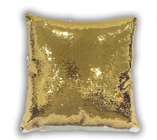 Sequin pillow... golden square... printed on it as desired