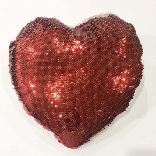 Sequin pillow..in the shape of a red heart